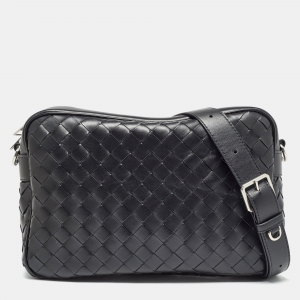 Bottega Veneta Black Intrecciato Leather Arco Camera Crossbody Bag