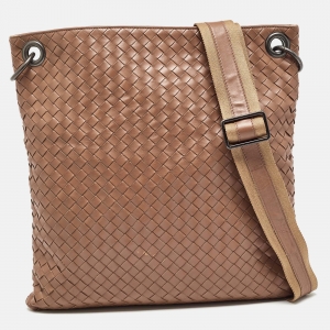 Bottega Veneta Brown Intrecciato Leather Slim Messenger Bag   