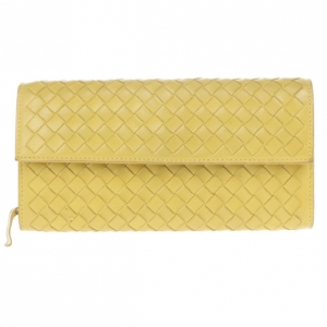 Pre Owned Bottega Veneta Banane Intrecciato Continental Wallet
