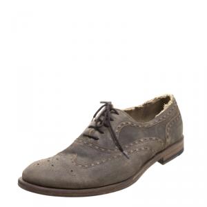 Bottega Veneta Brown Vintage Finish Brogue Leather Oxfords Size 43