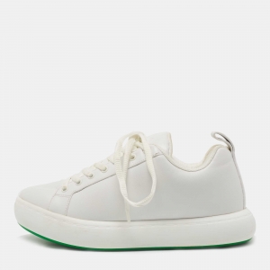 Bottega Veneta White Leather Lace Up Sneakers Size 41