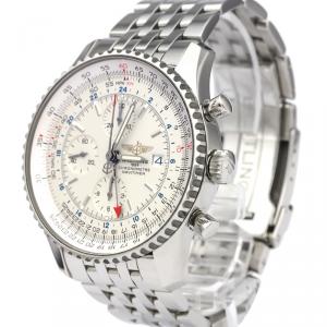 Breitling White Stainless Steel Navitimer Men's Wristwatch 46MM