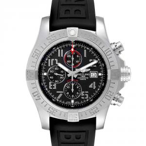 Breitling Black Stainless Steel Aeromarine Super Avenger A13371 Men's Wristwatch 48 MM