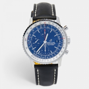 Breitling Blue Stainless Steel Calfskin Navitimer A13324121C1X1 Men's Wristwatch 41 mm 