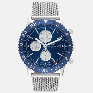 Breitling Blue Stainless Steel Chronoliner Y24310 Automatic Men's Wristwatch 46 mm