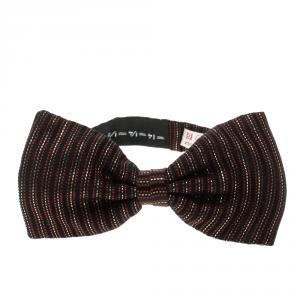 Brioni Black Striped Silk Classic Bow Tie