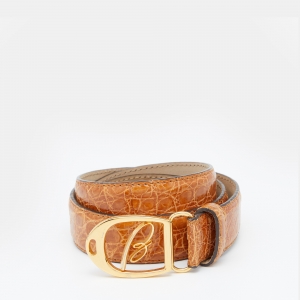 Brioni Brown Crocodile Leather Buckle Belt 100CM