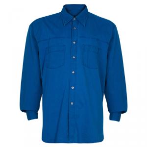 قميص بريوني قطن أزرق رجالي XL