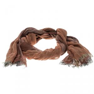 Brunello Cucinelli Brown Gradient Self Striped Linen Scarf
