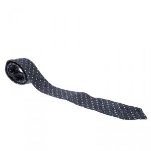 Brunello Cucinelli  Blue Textured Silk and Cashmere Polka Dotted Tie