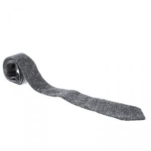 Brunello Cucinelli Grey Textured Silk Tweed Tie
