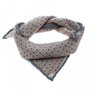 Brunello Cucinelli Grey Wool Contrast Dot Printed Pocket Square