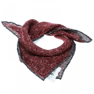 Brunello Cucinelli Red and Grey Reversible Printed Linen Pocket Square