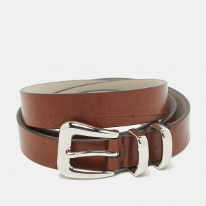 Brunello Cucinelli Brown Leather Buckle Belt 105CM