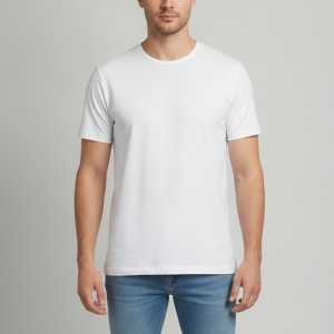 Pre Owned Brunello Cucinelli White Rib Knit Round Neck T-Shirt M
