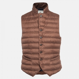 Brunello Cucinelli Brown Synthetic Quilted Puffer Vest L