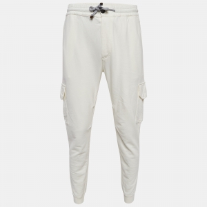 Brunello Cucinelli Ivory White Cotton Knit Joggers XS