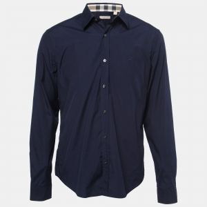 Burberry Brit Navy Blue Cotton Button Front Shirt L