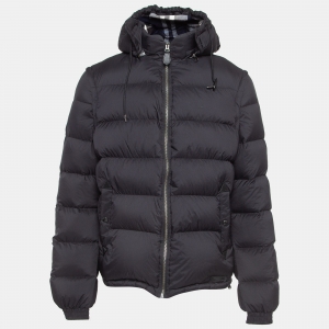 Burberry Brit Blue Synthetic Detachable Sleeve and Hood Puffer Jacket M