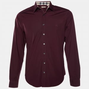 Burberry Brit Burgundy Cotton Long Sleeve Shirt M