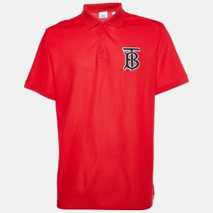 Burberry London Red Logo Cotton Pique Polo T-Shirt XL