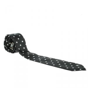 Pre Owned Burberry London Monochrome Polka Dotted Jacquard Silk Manston Tie