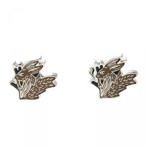 Burberry Hare Enamel Silver Tone Cufflinks 