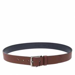 Pre Owned Burberry Russet Brown Leather Gray 35 Belt 90CM