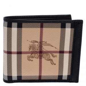 Burberry Black/Beige Haymarket Check Bifold Wallet