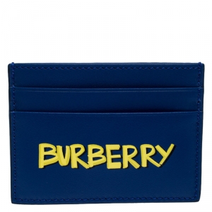 Burberry Blue Logo Print Leather Sandon Card Holder