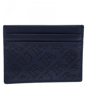 Burberry Navy Blue Perforated Leather Sandon Card Holder