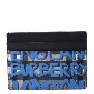Burberry Multicolor Graffiti Print Coated Canvas and Leather Sandon Card Holder 
