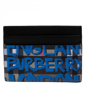 Burberry Multicolor Graffiti Print Coated Canvas and Leather Sandon Card Holder 