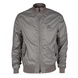 Burberry Brit Stonewashed Grey Zip Front Bomber Jacket M