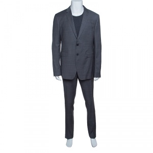 Burberry London Grey Melange Wool Tailored Suit XXL