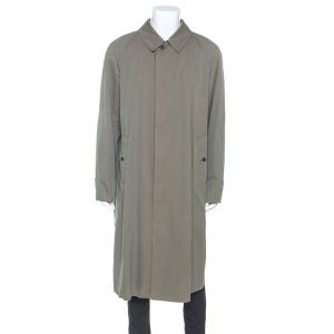 Pre Owned Burberry Chalk Green Cotton Brighton Extra Long Trench Coat 3XL