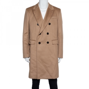 Pre Owned Burberry Camel Brown Cashmere Double Breasted Coat XXL