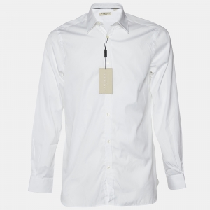 مملوكة مسبقًا Burberry White Cotton Button Front Shirt M