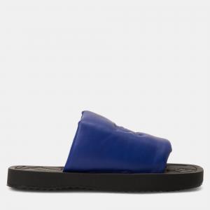 Pre Owned Burberry Slab Slides Blue Leather Slider EU 42