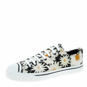 Burberry Black Floral Print Canvas Kingly Low Top Sneakers Size 43