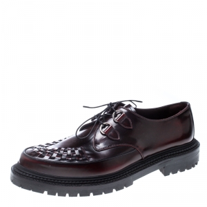 Burberry Burgundy Leather Lace Up Platform Creepers Size 45