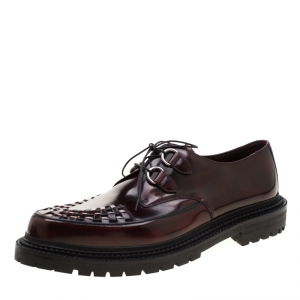 Burberry Burgundy Leather Lace Up Platform Creepers Size 45