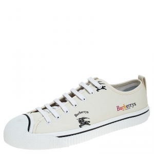 Burberry White Canvas Kingly Sneakers Size 46