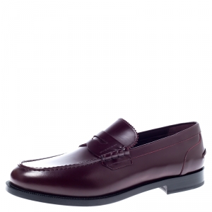Burbery Dark Burgundy Leather Bedmont Loafers Size 45.5