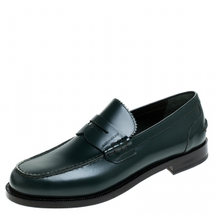 Burberry Dark Green Leather Bedmont Loafer Size 44