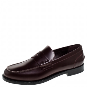 Burbery Burgundy Leather Bedmont Penny Loafers Size 45