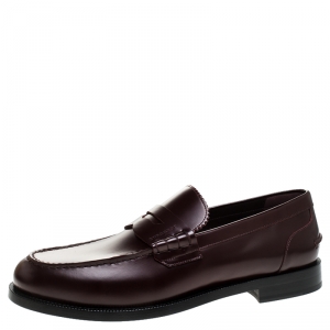 Burberry Burgundy Leather Bedmont Penny Loafers Size 44.5