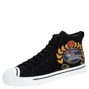 Burberry Black Canvas Kingly High Top Sneakers Size 44