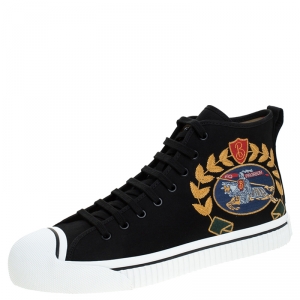 Burberry Black Canvas Kingly High Top Sneakers Size 43.5