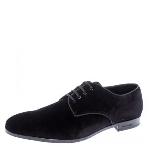 Burberry Black Velvet Lace Up Oxfords Size 46
